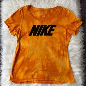 Nike custom bleach dye orange black logo tee t-shirt top short sleeve
